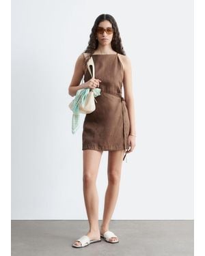 & Other Stories Linen Mini Dress - Brown