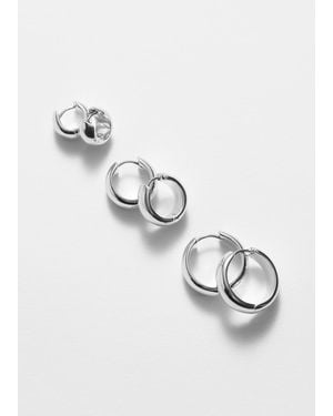 & Other Stories Chunky Hoop Set - Metallic
