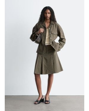 & Other Stories Pleated Cotton Midi Skirt - Natural