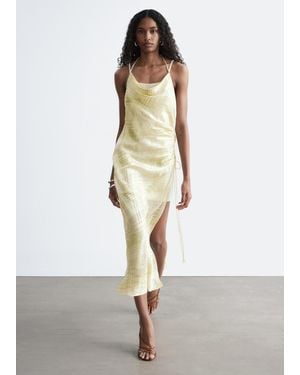 & Other Stories Cowl-Neck Jacquard Midi Dress - White