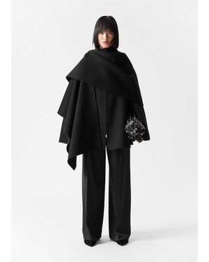 & Other Stories Asymmetric Wool Cape - Black