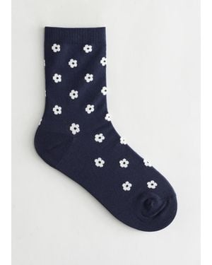& Other Stories Floral Socks - Blue