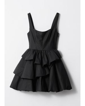 & Other Stories Tiered Bubble Mini Dress - Black