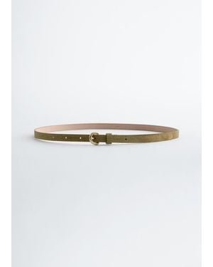 & Other Stories Slim Suede Belt - White
