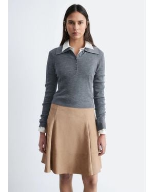 & Other Stories Knee-Length A-Line Suede Skirt - Blue