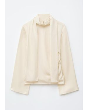 & Other Stories Scarf-Detail Satin Blouse - Natural