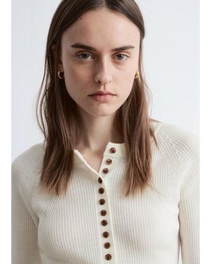 & Other Stories Half-Placket Wool Top - White