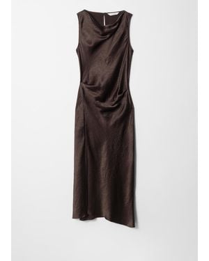 & Other Stories Draped Satin Midi Dress - White