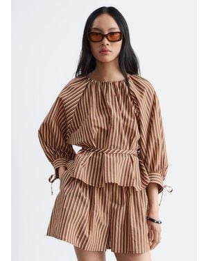 & Other Stories Drawstring Cuff Blouse - Brown