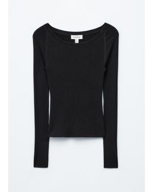 & Other Stories Boat-Neck Rib-Knit Top - White