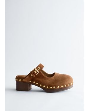 & Other Stories Mary-Jane Leather Mules - Brown