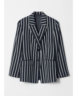 & Other Stories Tailored Wide-Shoulder Blazer - Blue
