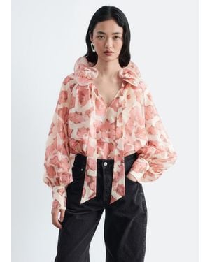 & Other Stories Blouse Ample À Encolure Volantée - Rouge