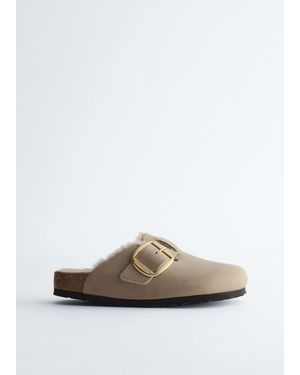 & Other Stories Birkenstock Boston Big Buckle Shearling - Black