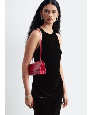 & Other Stories Croc-Effect Leather Shoulder Bag - Red