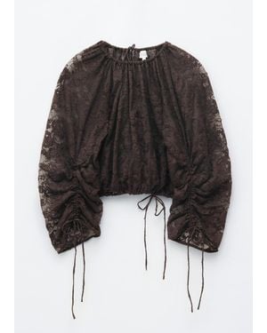 & Other Stories Gathered Lace Blouse - Black