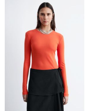 & Other Stories Long-Sleeve Cotton Top - Red