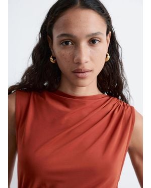 & Other Stories Ridged Hoop Earrings - Red