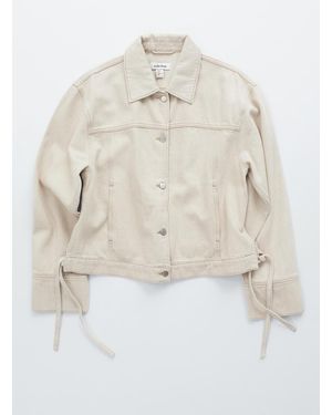 & Other Stories Cropped Tie-Closure Denim Jacket - White