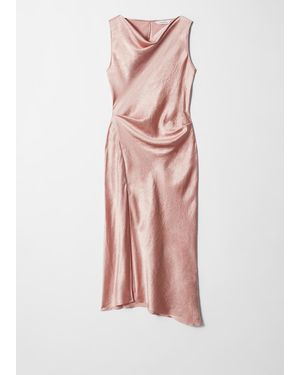 & Other Stories Draped Satin Midi Dress - Pink