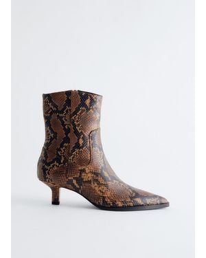 & Other Stories Kitten Heel Snake Print Ankle Boots - Black
