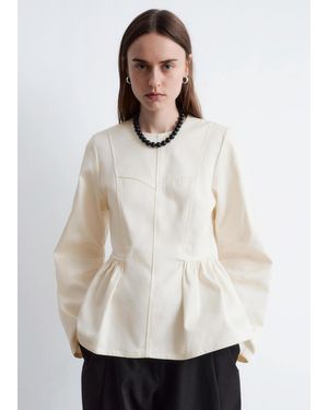 & Other Stories Cotton Peplum Top - White