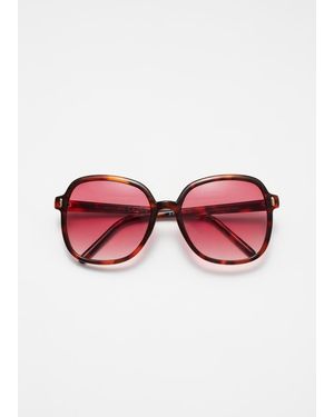 & Other Stories Oversized Slim-Frame Sunglasses - Red