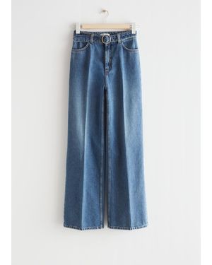 & Other Stories Belted Flared Jeans - Blue