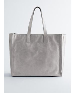 & Other Stories Leather Tote Bag - Natural