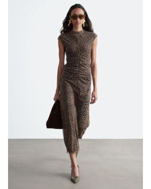 & Other Stories Ruched Jersey Dress - Brown