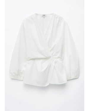& Other Stories Cotton Cross-Over Blouse - White