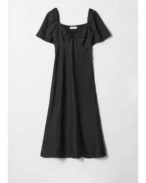 & Other Stories Linen Midi Dress - Black