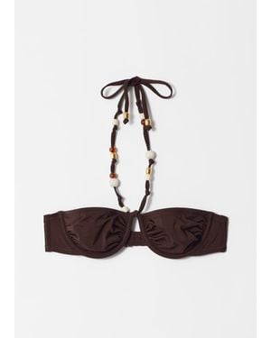 & Other Stories Beaded Balconette Bikini Top - White