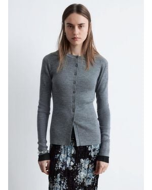 & Other Stories Rib-Knit Merino Wool Cardigan - Gray
