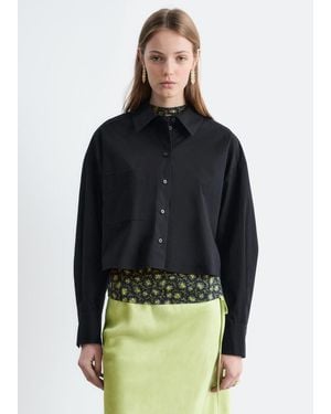 & Other Stories Cropped Oversized Cotton Shirt - Black