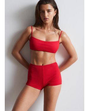 & Other Stories Ribbed Bandeau Bikini Top - Red