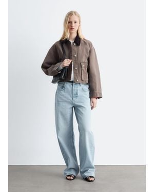 & Other Stories Short Cord-Collar Denim Jacket - White