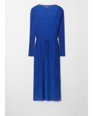 & Other Stories Midi Mock Neck Mesh Dress - Blue