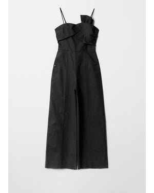 & Other Stories Bow-Detail Barrel-Leg Jumpsuit - Black