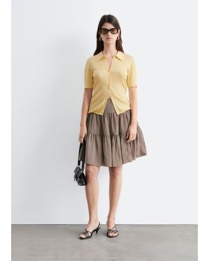 & Other Stories Tiered Knee-Length Skirt - White