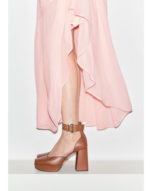 & Other Stories Leather Platform Heeled Sandals - Pink