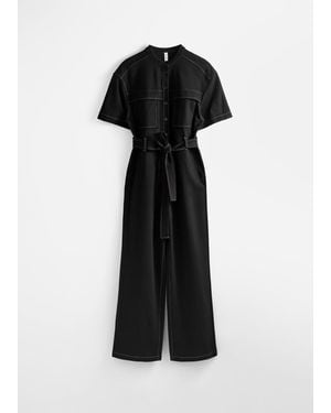 & Other Stories Short-Sleeve Utility Jumpsuit - Black