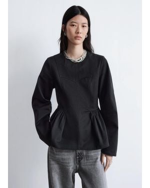& Other Stories Cotton Peplum Top - Black