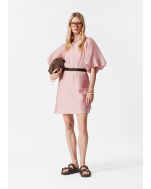 & Other Stories Puff-Sleeve Mini Dress - Pink