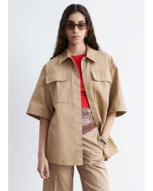 & Other Stories Short-Sleeve Cotton Shirt - Natural
