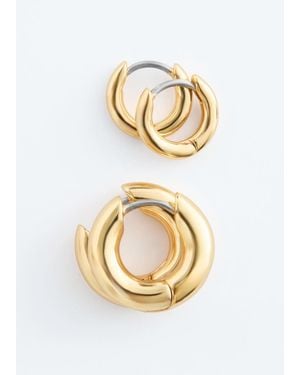 & Other Stories Chunky Hoop Earring Set - Metallic