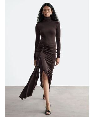 & Other Stories Draped Waist Jersey Dress - Brown