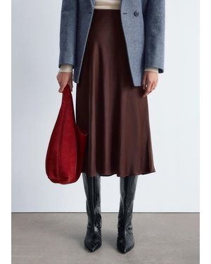 & Other Stories Satin Midi Skirt - Red