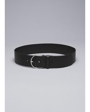 & Other Stories High-Waist Leather Belt - Grey
