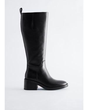 & Other Stories Knee-High Leather Boots - Black